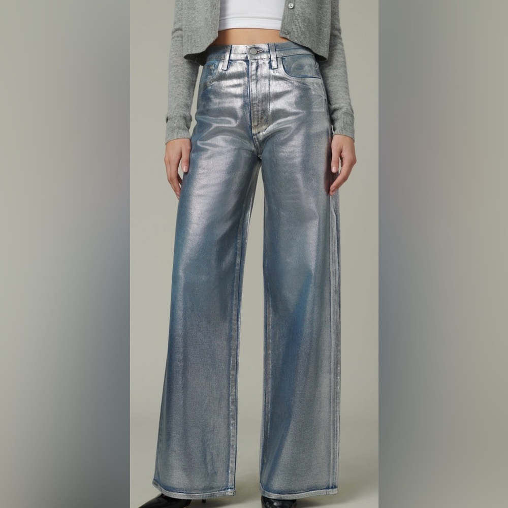 Joe's Jeans Womens The Mia High Rise, Wide Leg Party Indigo Coated Jeans Sz 26